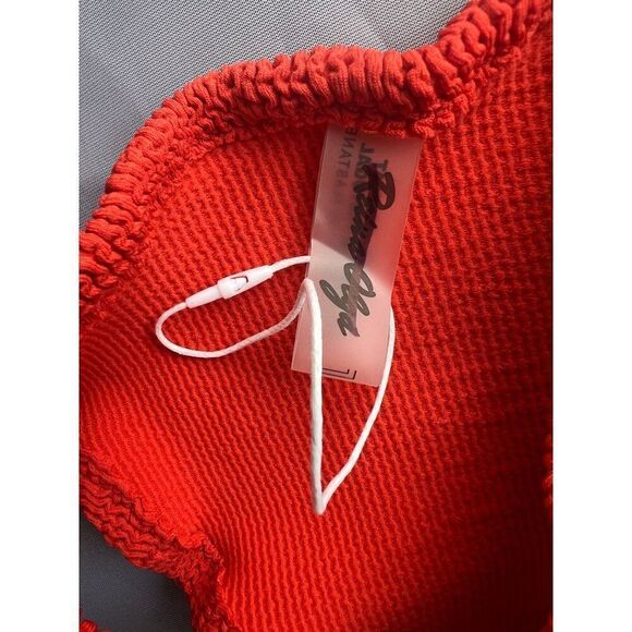 NEW Free People x Reina Olga Pilou Bikini Set in Orange One Size Low Rise Halter - Picture 5 of 7